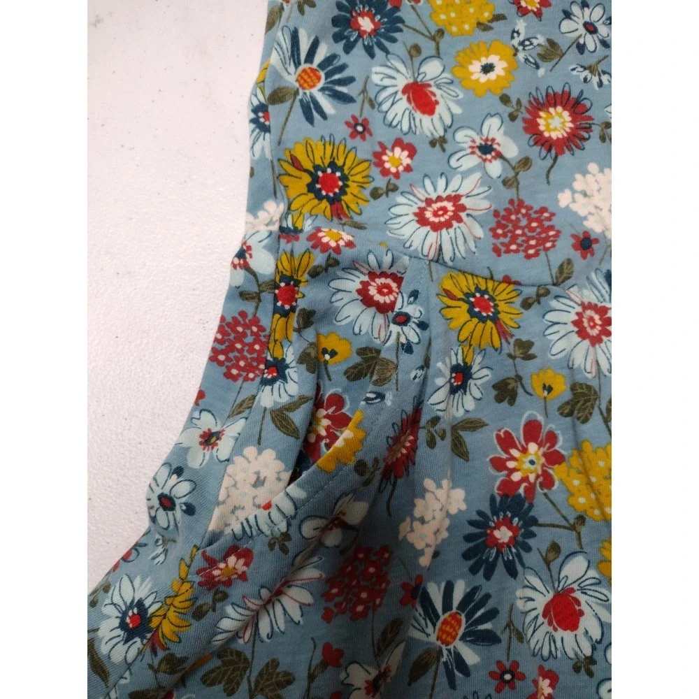 Wonder Nation Girls Blue Floral Short Sleeve Pocket Dress M 7-8